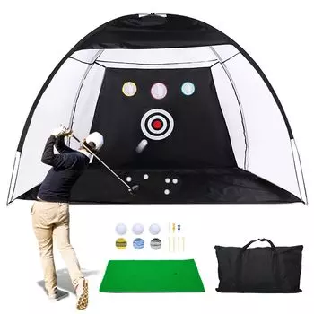 ohbien Golf Practice Golf Easy to Easy to Daily Practice Сетка для домашней практики Портативная сумка для переноски гольфа В комплекте сетка, 3x2x1,8 м, сетка, большая, чёрный