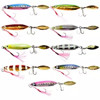 OHF Metal Jig Set 9 Pieces 20g 30g 40g Jigging Slow Jigging Assist Hook with Blade / / (40)