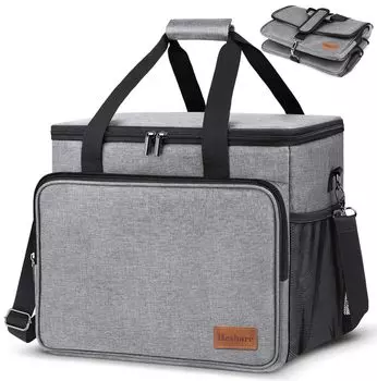 Охладитель большой холодный термоизолированный 4 слоя воды складной и хранения мягкий охладитель отлично подходит для спорта Cherry Blossom Club светло-серый ящик, емкость, светло-серый