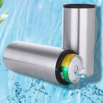 Охладитель для пива с нескользящим основанием, держатель для банок на 12 унций, тонкий изолированный охладитель для банок на открытом воздухе серебряный