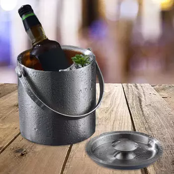 Охладитель ведра для льда с крышкой, контейнер из нержавеющей стали с двойными стенками, вино для семейного шведского стола 2L