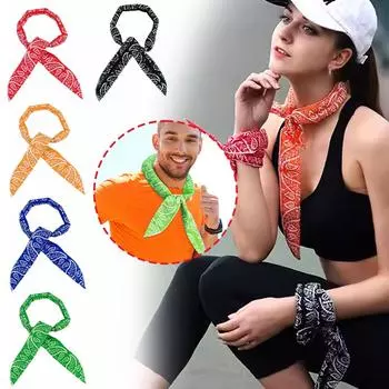 Охлаждающая бандана для шеи, повязка на голову, охлаждающий замоченный холодный шарф, летняя бандана, полотенце для E2P3 Black-One size