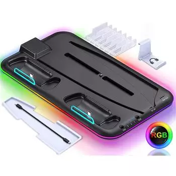 Охлаждающая и зарядная станция STORM WYRM с контроллером для Playsation 5 Digital/Disc, RGB-подсветкой, держателем для гарнитуры STK-DZ501 чёрный