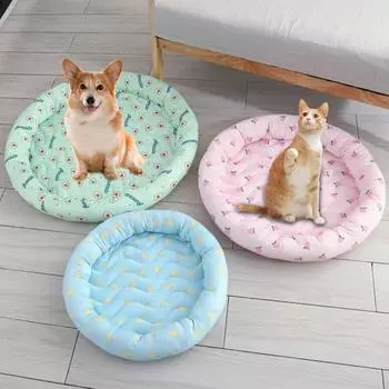 Охлаждающая кровать для домашних животных, толстая, большего пространства, поглощает тепло тела, удобная летняя ткань M розовый