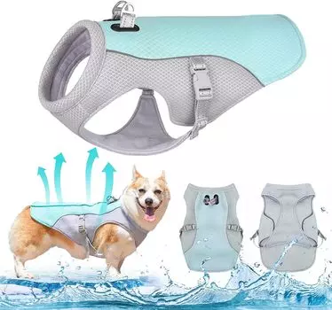 Охлаждающая одежда для собак, сетчатый дышащий жилет для собак с мгновенным охлаждением, легкий летний жилет для собак M синий
