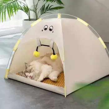 Охлаждающая палатка для кошек, пещера для путешествий на открытом воздухе, домик для сна кошек, удобная кровать для щенков, кошачья будка, товары для животных, складное гнездо для собак S хаки
