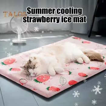 Охлаждающая подставка для домашних животных с рисунком клубники, самоохлаждающаяся подстилка для кошек и маленьких собак, летний коврик для домашних животных, ящики для будки, диван, пол S