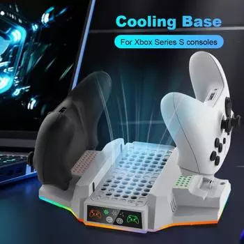 Охлаждающая подставка для игровой консоли с зарядной станцией для двух контроллеров, вертикальная охлаждающая подставка с RGB-подсветкой