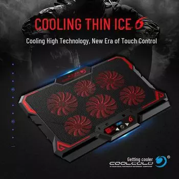 Охлаждающая подставка для ноутбука с сенсорным управлением и шестью вентиляторами