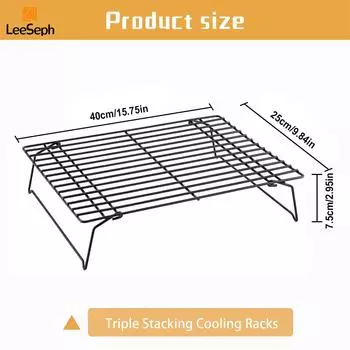 Охлаждающая полка Leeseph для выпечки, складная полка для печенья, тортов, пирожных, идеально подходит для охлаждения и организации выпечки чёрный