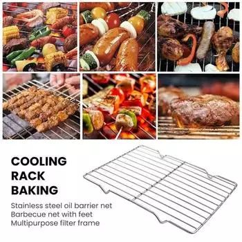 Охлаждающая стойка из нержавеющей стали Духовка Посудомоечная машина Безопасная выпечка Обжарка Барбекю Сетка для гриля Прямоугольная стальная проволока Полка для печенья Кухонные гаджеты XS