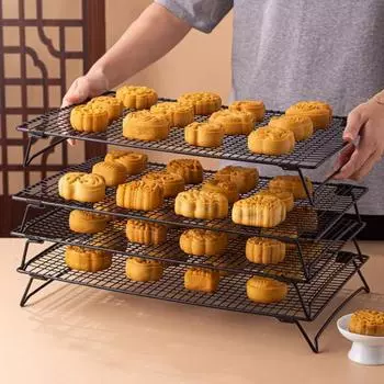 Охлаждающая стойка из углеродистой стали, складная полка для охлаждения, конструкция из штатива, полая решетка, охлаждающая стойка, универсальный инструмент для выпечки хлеба, печенья, лунного пирога S