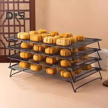 Охлаждающая стойка из углеродистой стали, складная полка для охлаждения, конструкция из штатива, полая решетка, охлаждающая стойка, универсальный инструмент для выпечки хлеба, печенья, лунного пирога S