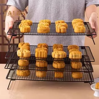 Охлаждающая стойка из углеродистой стали, складная полка для охлаждения, конструкция из штатива, полая решетка, охлаждающая стойка, универсальный инструмент для выпечки хлеба, печенья, лунного пирога S