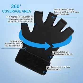 Охлаждающая твердая гелевая перчатка 360° Ice Pack Wrist Brace Снятие давления Gel Ice Glove Office чёрный