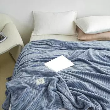 Охлаждающее одеяло из молочного флиса, жаккардовое одеяло, летнее холодное одноворсовое одеяло для дивана-кровати 100x120cm синий