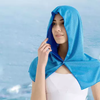 Охлаждающее полотенце-толстовка с капюшоном, мягкая повязка на шею для защиты от солнца в погодных условиях, для езды на велосипеде по льду синий