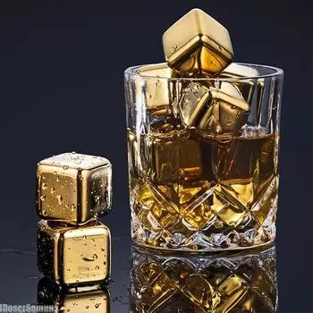 Охлаждающие камни для пива, охладитель для виски, вина, напитков, барный инструмент, многоразовый кубик льда из нержавеющей стали, быстрозамороженные серебряные металлические ледяные гранулы серебряный