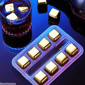 Охлаждающие камни для пива, охладитель для виски, вина, напитков, барный инструмент, многоразовый кубик льда из нержавеющей стали, быстрозамороженные серебряные металлические ледяные гранулы серебряный