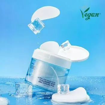 Охлаждающие подушечки Isntree с ультранизкой молекулярной гиалуроновой кислотой и цинком, 60 листов