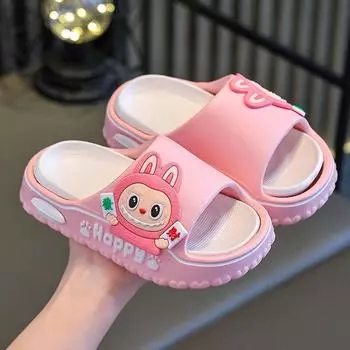 Охлаждающие тапочки для девочек Labubu Летние детские домашние тапочки из ЭВА с мягкой подошвой и противоскользящим покрытием 26-27