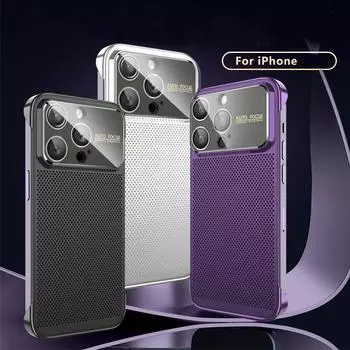 Охлаждающий чехол для телефона без оправы для iPhone 14 12 13 Pro Max 13Pro 15Pro, стекло, защита линз с большим окном, противоударный чехол от падения iPhone 15 Pro Max белый