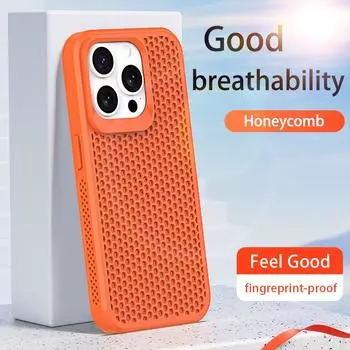 Охлаждающий чехол для телефона iPhone 14 14 Pro Max 15 Pro 11 12 13 Max с защитой от отпечатков пальцев и защитой задней камеры из сотовой сетки PP Shell For iPhone 11 белый