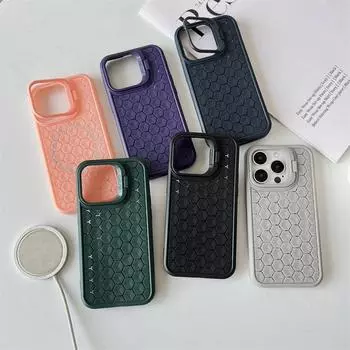 Охлаждающий чехол с невидимой подставкой и магнитной беспроводной зарядкой для iPhone 15 Pro Max 14 13 12 Pro 11, защитный чехол от падения iPhone 15 Pro Max чёрный