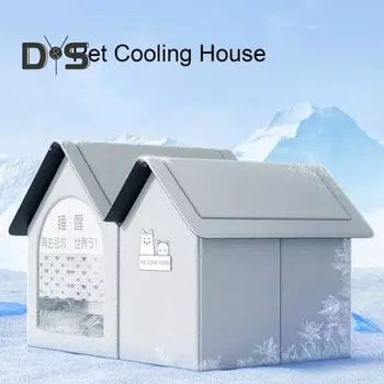 Охлаждающий домик для домашних животных, домик для кондиционирования воздуха для кошек, складной домик для собак, ледяной домик для домашних животных, летняя охлаждающая конура для собак с 10 пакетами льда B