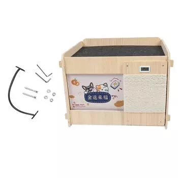 Охлаждающий домик для кошек, деревянный ЖК-дисплей для измерения температуры, уличный приют для диких кошек с кристальным ледяным ковриком для