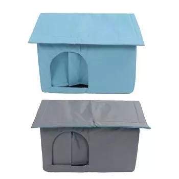 Охлаждающий домик для кошек из алюминиевой фольги, летняя охлаждающая пещера для кошек и собак на четыре сезона с 9 пакетами льда Peacock Blue Extra Large Size