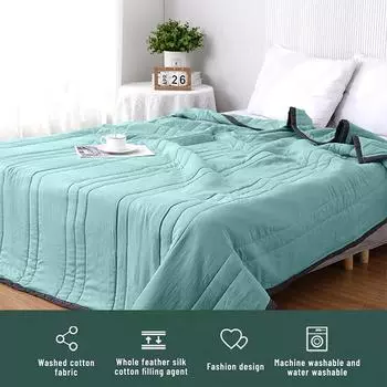 Охлаждающий кондиционер, моющийся хлопок, летнее прохладное одеяло, однотонное одеяло с кондиционером, моющееся для одного человека 100X150CM