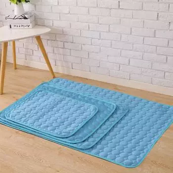 Охлаждающий коврик для домашних животных, кошачий коврик для сна Cool Ice Silk влагостойкий матрас, подушка, летняя холодная кровать для маленьких животных, 5 размеров XS (40X30cm) серый
