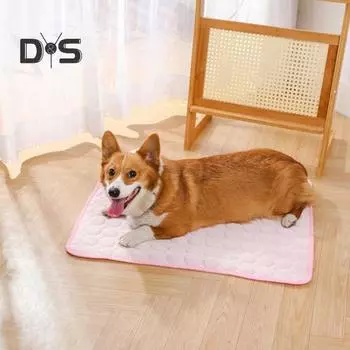 Охлаждающий коврик для домашних животных, охлаждающая подставка из ледяного шелка для собак, для кровати, будки, дивана, автокресла, летняя прохладная подушка для собак и кошек S розовый