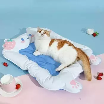 Охлаждающий коврик для кошек и собак - Летнее спальное гнездо Medium size M, Pet Ice Nest Strawberry