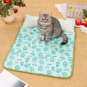 Охлаждающий коврик для собак, кошек, подушек для кошек, подушка для домашних животных, ледяной собаки, в помещении зелёный