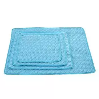 Охлаждающий коврик для собак, летние подстилки для домашних животных, кошачий ледяной шелковый коврик для сна, моющаяся и переносная подушка для дома или улицы S синий