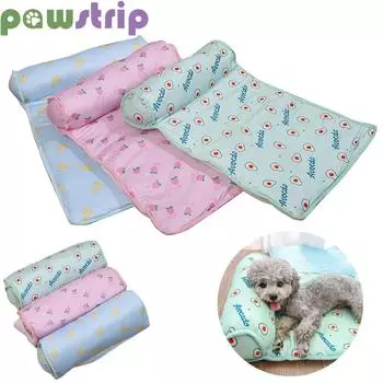 Охлаждающий коврик для собак, летний дышащий ледяной шелк, коврик для дивана для кошек, мягкий уютный коврик для сна для маленьких и средних собак, кошек, товары для домашних животных S-60x40cm синий