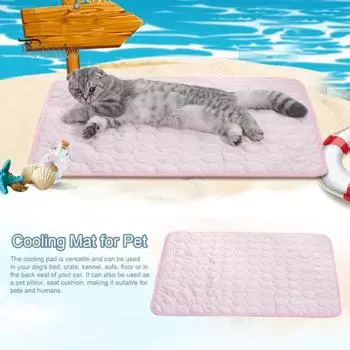 Охлаждающий коврик для собак, летняя самоохлаждающаяся подушка для домашних животных, портативная дорожная кровать для собак, многоразовые охлаждающие подставки, спальный коврик из ледяного шелка для домашнего автомобиля синий