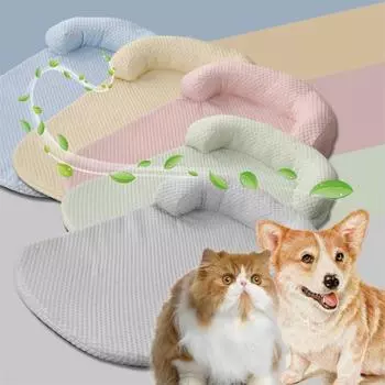 Охлаждающий коврик для собак, охлаждающий коврик для собак, летний охлаждающий коврик для домашних животных, моющийся, с застежкой-молнией, подложка из ледяного шелка, нескользящий, мягкое охлаждающее одеяло для собак One Size бежевый