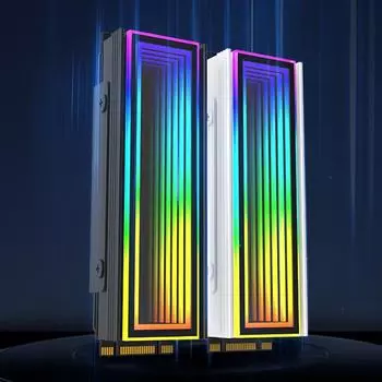 Охлаждающий кожух SSD Yikebella M2 с подсветкой ARGB для повышения производительности ПК Snow mirror чёрный