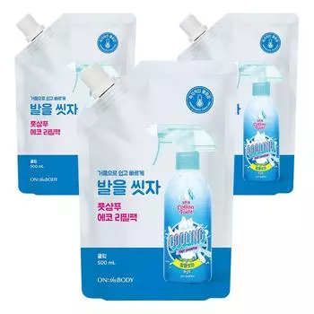 Охлаждающий шампунь для ног On the Body Cotton Foot Wash Your Feet, сменная упаковка, 1 шт., 3 шт., 500 мл