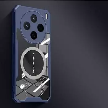 Охлаждающий теплоотводящий чехол-бампер для телефона vivo X200 Pro HD Прозрачный акриловый прочный чехол для Vivo X100s X90 Pro Plus Чехол-зажим Magsafing For vivo X200 Pro чёрный