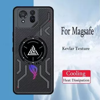 Охлаждающий теплоотводящий магнитный чехол для телефона Asus Rog Phone 8 Pro для Magsafe силиконовый бампер матовый противоударный чехол для телефона ROG Phone 8 7 6 Pro Rog Phone 6 чёрный