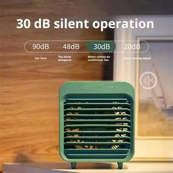 Охлаждающий вентилятор кондиционера с резервуаром для воды, 3 режима скорости, мощный поток воздуха, портативный перезаряжаемый воздушный охладитель, электрический вентилятор зелёный