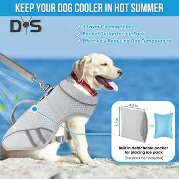Охлаждающий жилет для собак с технологией быстрого охлаждения Одежда для домашних животных со светоотражающими полосками Летняя охлаждающая куртка с защитой от ультрафиолета для пеших прогулок на открытом воздухе S