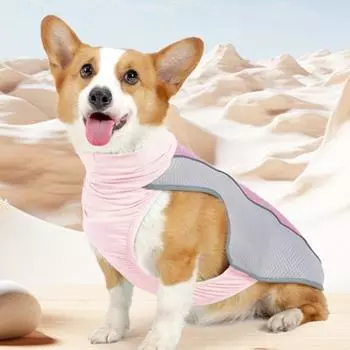 Охлаждающий жилет для собак со светоотражающими полосками, дышащая сетчатая куртка с двойным охлаждением, летнее пальто для домашних животных для собак S розовый