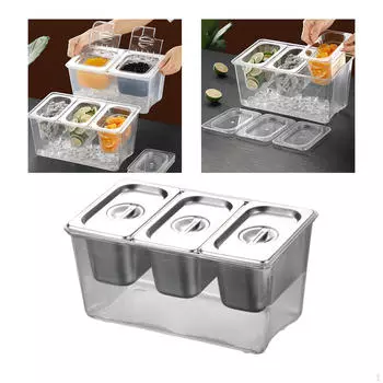 Охлажденная приправа Caddy для небольших ингредиентов Съемные контейнеры Коммерческая коробка для джемов 2 compartments