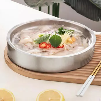 Охлажденный поднос для закусок Холодная тарелка Круглая тарелка для морепродуктов Сервер argent