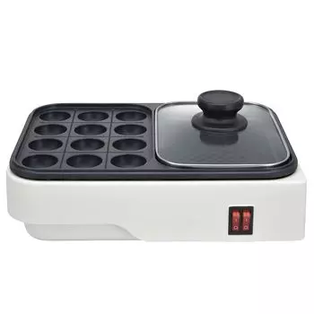 Ohm Ohm Denki 2WAY Takoyaki Тарелка стеклянная длина (OHM) (с крышкой/1000 Вт/шнур 1,4 м/белый) COK-YH100F-W